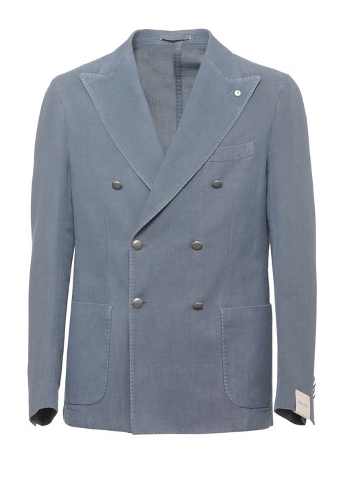Blue Peak Lapel Cotton Blazer
