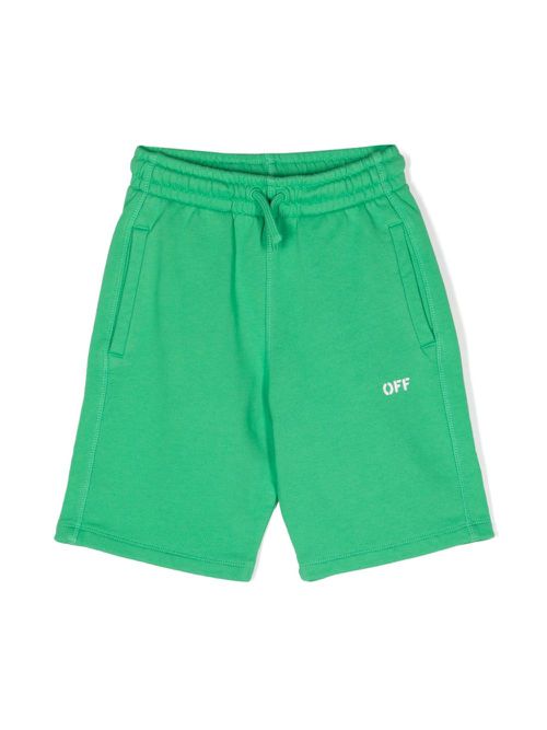 Logo-print cotton track shorts - Green