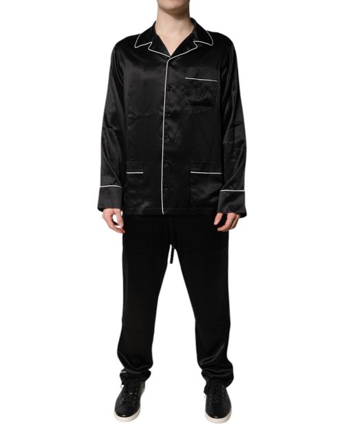 Silk Pajama Set — Black