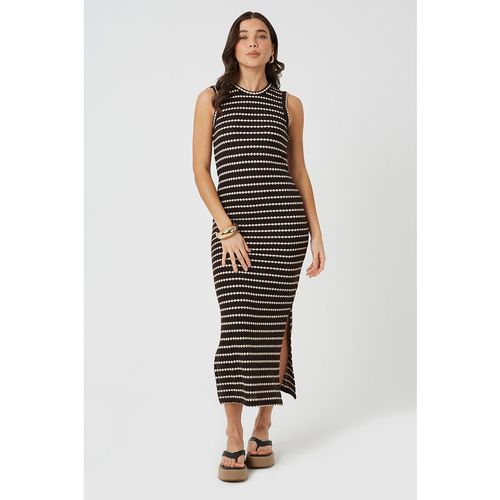 Brave Soul Womens Brown Textured Jersey Sleeveless Stripe Maxi Dress - X-Large