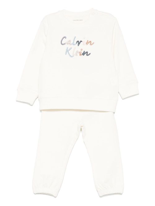 Calvin Klein Kids logo-embroidered tracksuit - Neutrals