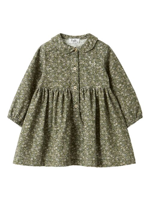 Kids' Round Collar Dress with Decorative Cuffs