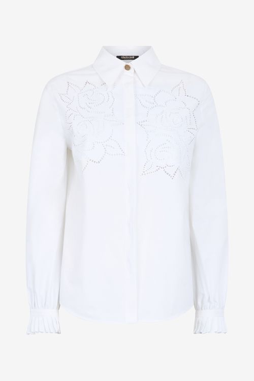 Shirt With Perforated Rose Motif