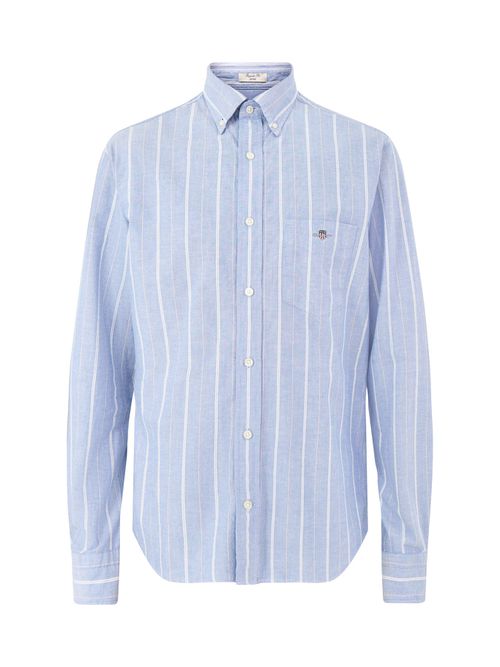 Classic Oxford Long Sleeves Stripe Shirt Blue in Rich Blue, Cotton