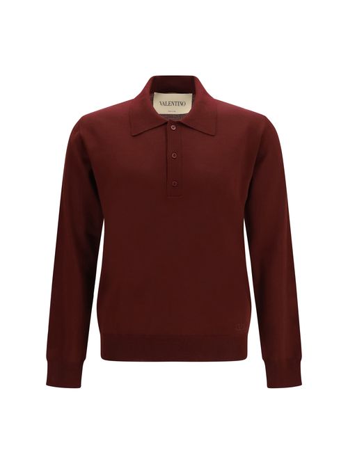 Merino Wool Long-Sleeve Polo — Burgundy