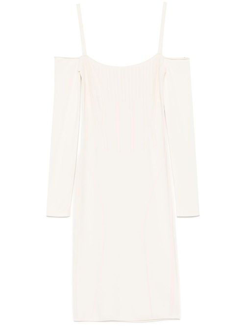 Boning-detail knitted midi dress - Neutrals