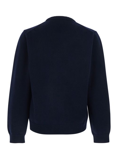 Logo-Embroidered Wool Sweater — Navy