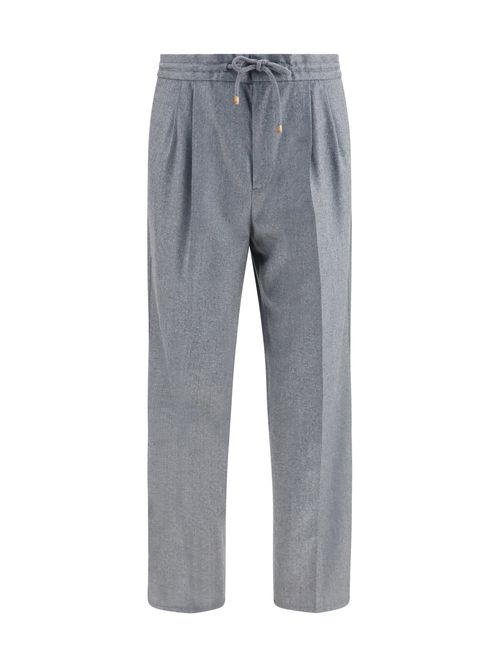 Virgin Wool Fleece Trousers — Gray