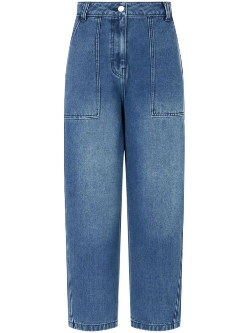 Logo-patch wide-leg jeans - Blue