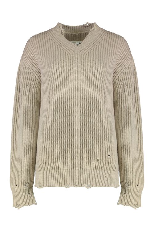 Distressed Ribbed Sweater