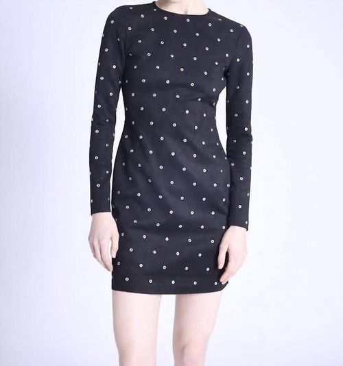 Rolinda Rivet Dress In Black Suede