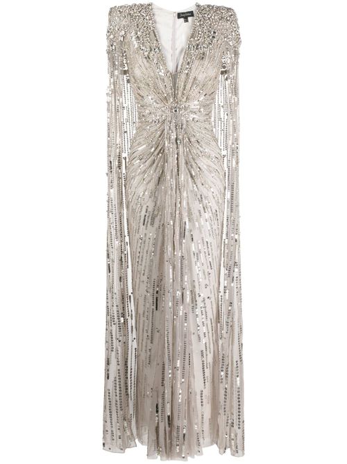 Lotus Lady embellished cape gown - Grey