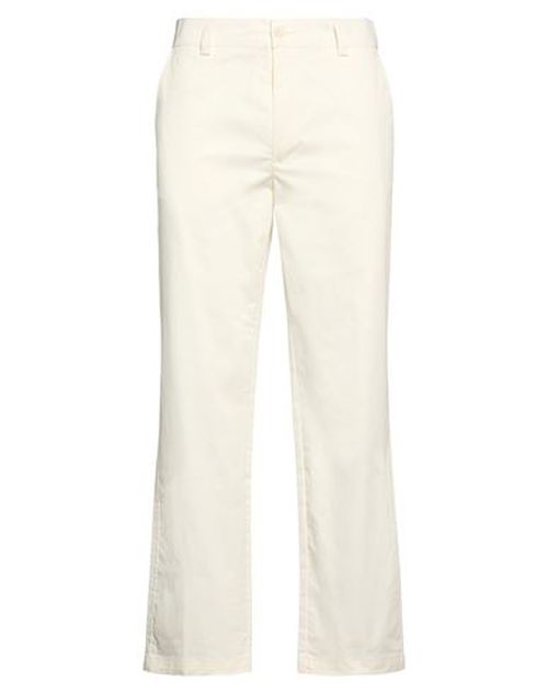 Man Pants Off white Size L Cotton, Elastane