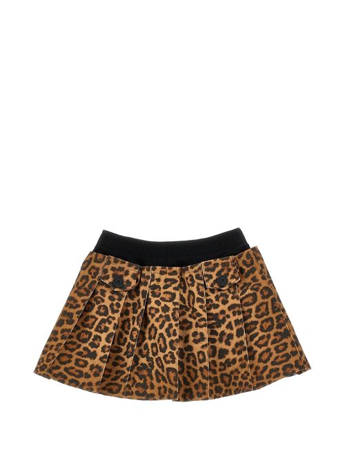 Girl's Cotton Blend Mini Skirt with Elastic Waist & Decorative Front Buttons
