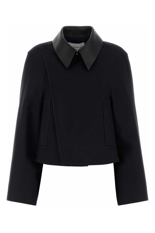Wool-Blend Cropped Jacket — Black