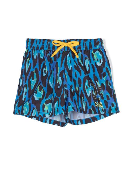 Leopard-print swim shorts - Blue