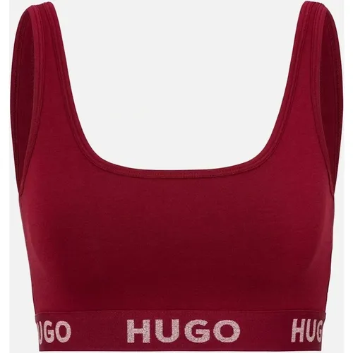 Hugo Boss Women's Sporty Logo Bralette, Burgundy - Red - Size: 14