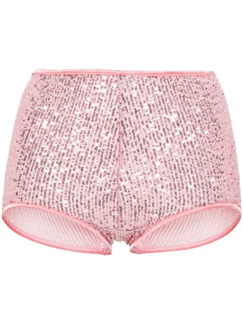 X Lia Aram sequin-embellished shorts - Pink