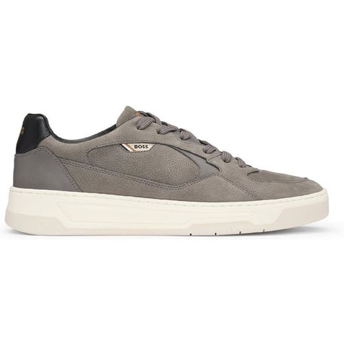 Boss Mens Baltimore Canvas Low Top Lace-Up Sneakers in Medium Grey