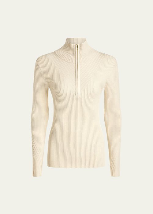 Demi Half-Zip Rib-Knit Pullover