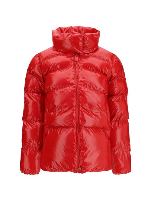 Glossy Quilted Down Jacket — Red