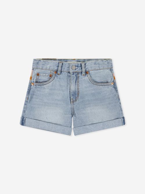 Levi's Kids Wear Girls Mini Mom Embroidered Shorts in Blue 10 Yrs