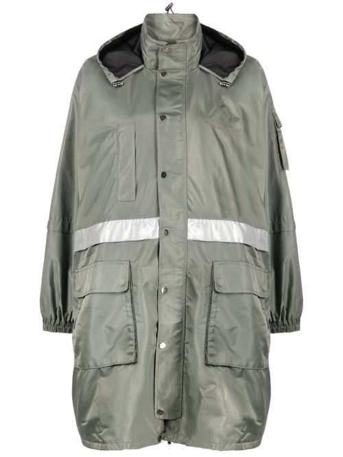 Multi-pocket hooded parka coat - Green