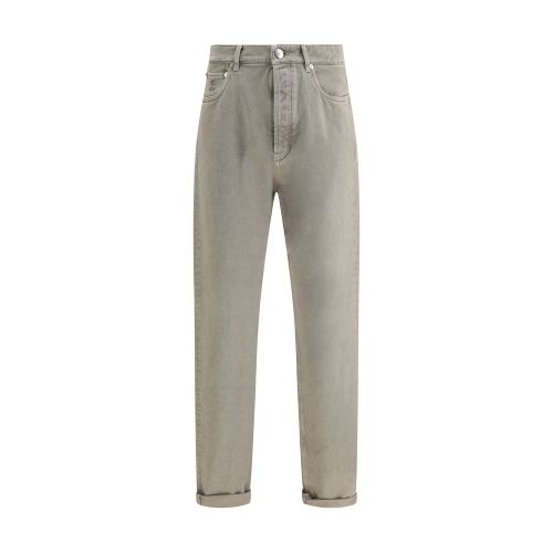 Garment-Dyed Cotton Jeans — Gray