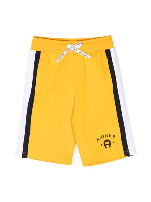 Logo-embroidered drawstring track shorts - Yellow