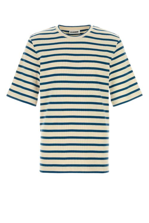 Striped Cotton T-shirt — Beige