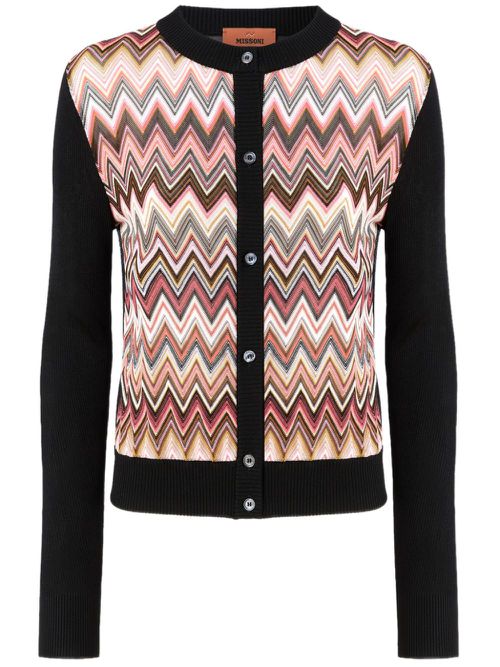 Chevron-insert cardigan - Black
