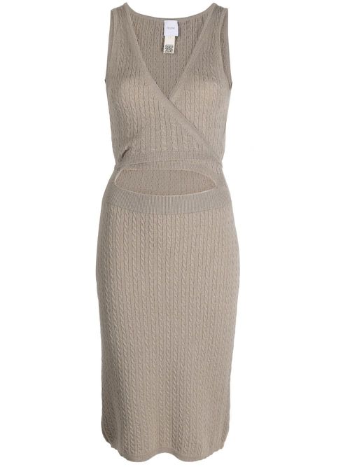 Cable-knit cut-out dress - Neutrals