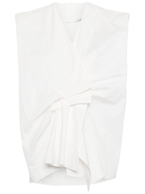 Pleated sleeveless blouse - White