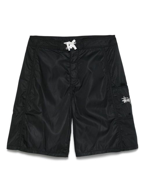 Logo-embroidered shorts - Black