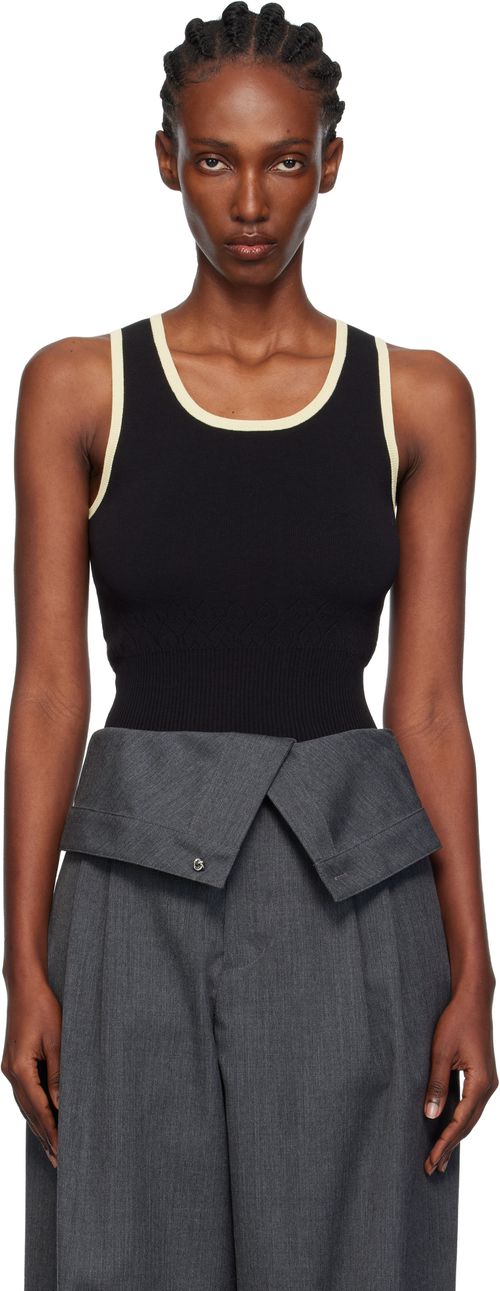 Black Contrast Trim Tank Top