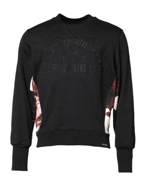 Embroidered Crew Neck Sweatshirt — Black