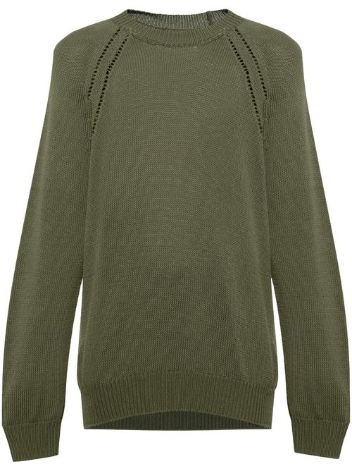 Fine-knit cotton jumper - Green