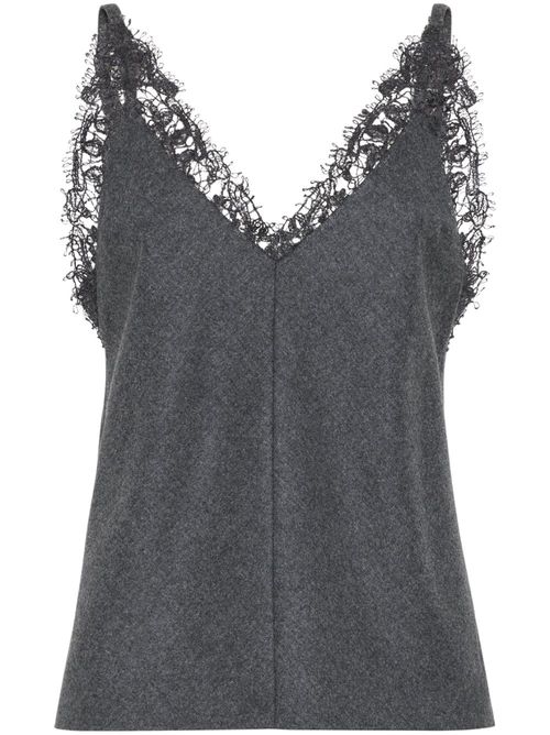 V-neck wool top - Grey