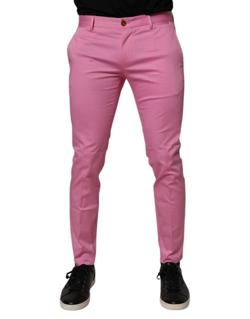 Cotton Slim Fit Trousers — Pink