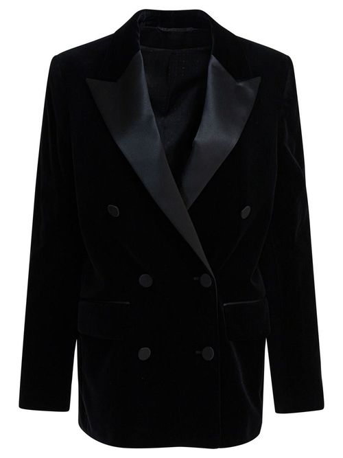 Velvet And Satin Double-Breasted Blazer