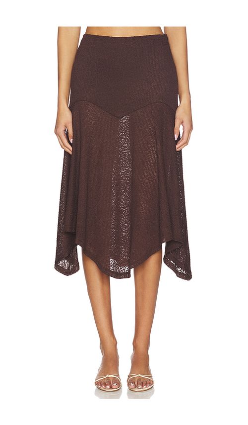 Runaway The Label Roxelle Handkerchief Midi Skirt in Bitter Chocolate. M also in L, S, XL