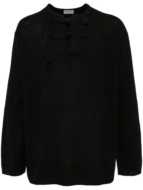 Button up wool jumper - Black