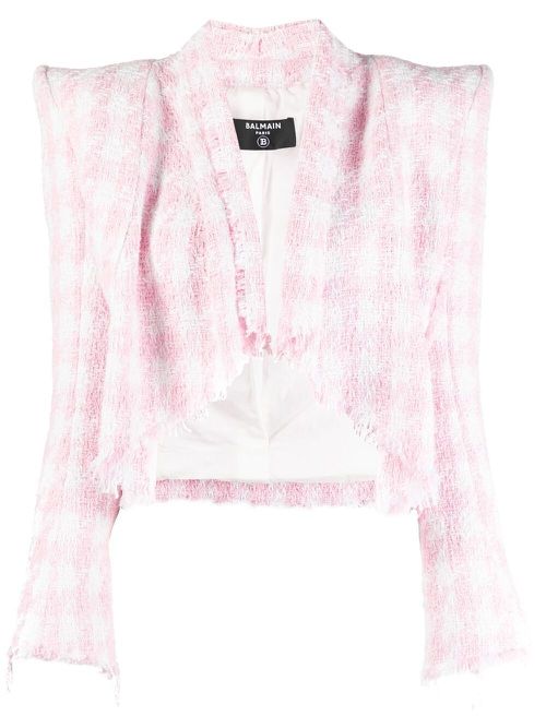 Balmain houndstooth tweed jacket - White