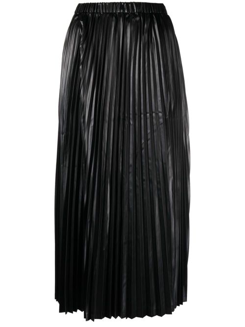 Pleated layered cropped trousers - Black