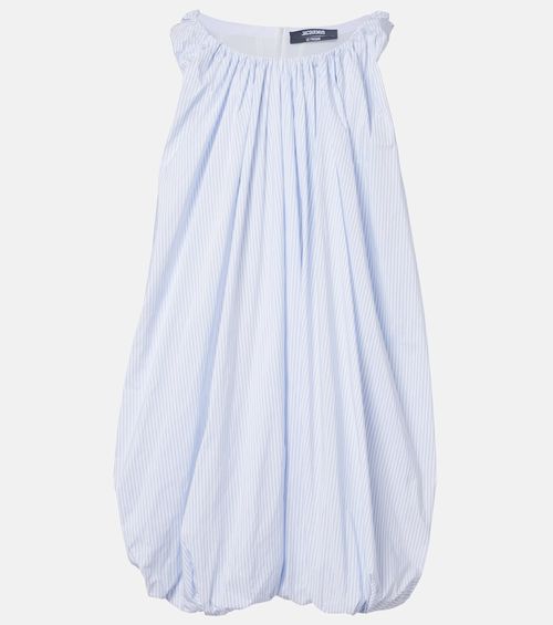 Lavande gathered striped midi dress