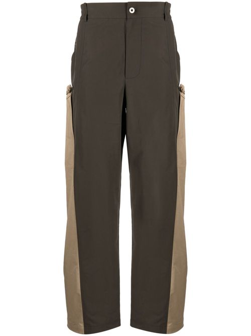 Two-tone straight-leg trousers - Green