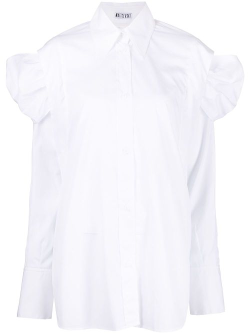 Ruched oversized shirt - White