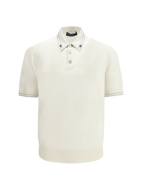 Silk Knit Polo — White