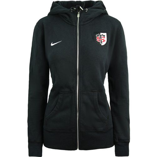 Nike Rugby Stade Toulousain Zip Up Hoodie Womens Black Jumper 454221 010 Cotton - X-Sma