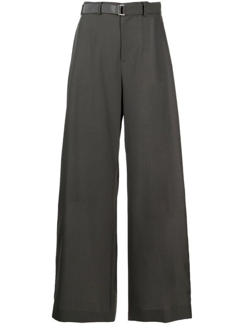 Satin-stripe tailored trousers - Green